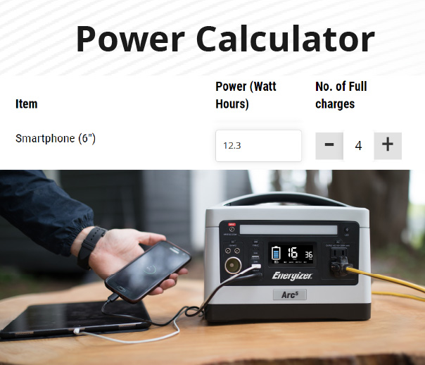 Energizer Power Calculator